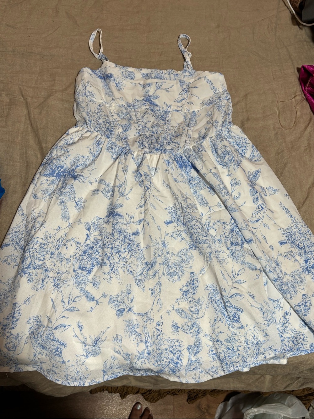 Girls White and Light Blue Floral Sundress